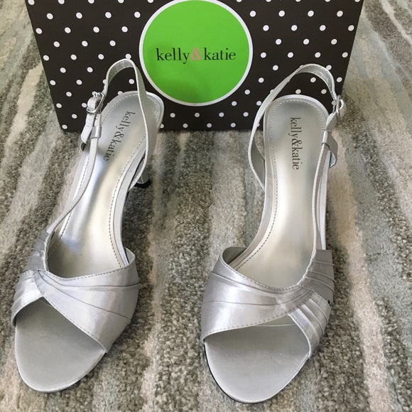 Worn once/kelly&kate Mindy silver heels-Sz 9.5 - Picture 1 of 4
